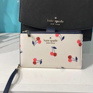 Kate Spade Staci Dancing Cherry Phone Wallet Wristlet Cream Multi